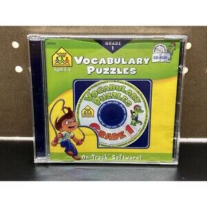 School Zone Vocabulary Puzzles CD-ROM Grade 1 Ages 5-6 Education Kids Software